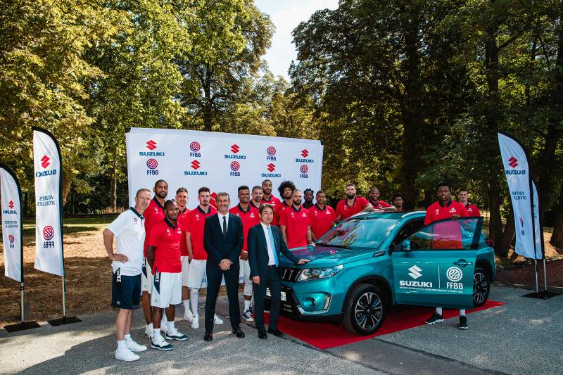 Les joueurs de l'Equipe de France lors du partenariat Suzuki  - photo : Julien Bacot/FFBB