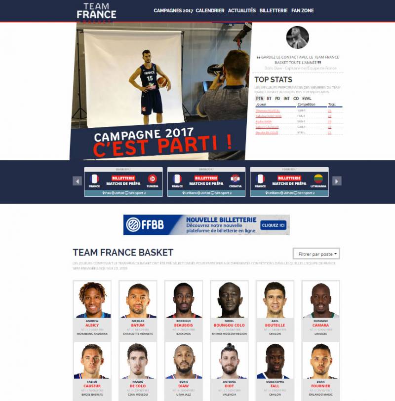 Lancement du site Team France Basket